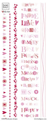 Heidi Grace - Love Blossoms - Words & Borders Rub-ons  (sold in 3's)
